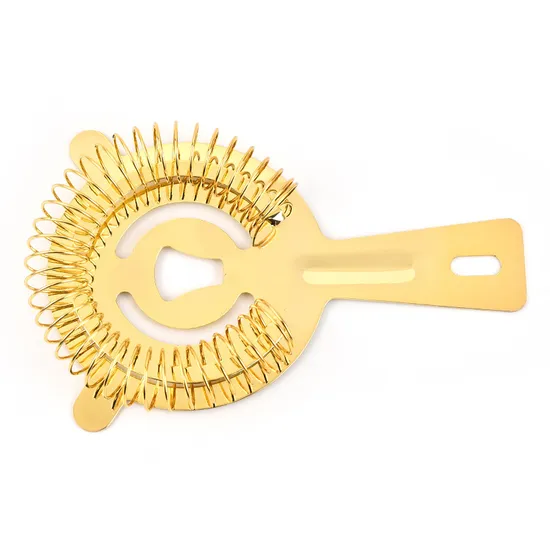 Stainless Steel Ice Filter Bar Tool Custom Gold Color Cocktail Ice Strainer 