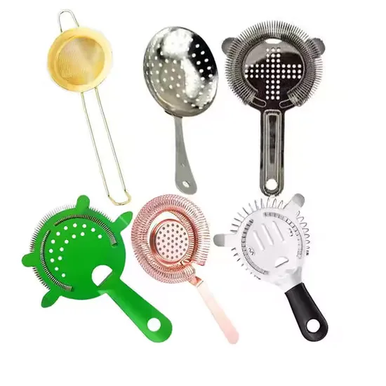 Wholesale Multi Shape Bar Tools Bartender Stainless Steel Mixing Ice Bar Tool Cocktail Strainer for Hooghoudt Black DOT Shustov 