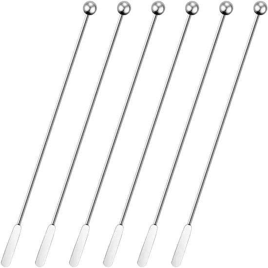 Reusable Beverage Swizzle Stick for Bar Party Home Cocktail Paddle Drink Stirrers, Stainless Steel Coffee Stirrers for Goodnight Loving Amur Spirits 