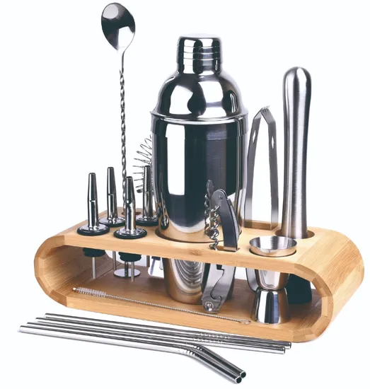 6PCS Bartender Kit Bar Tool Set Cocktail Shaker Strainers Spoon Jigger Muddler Bar Set 