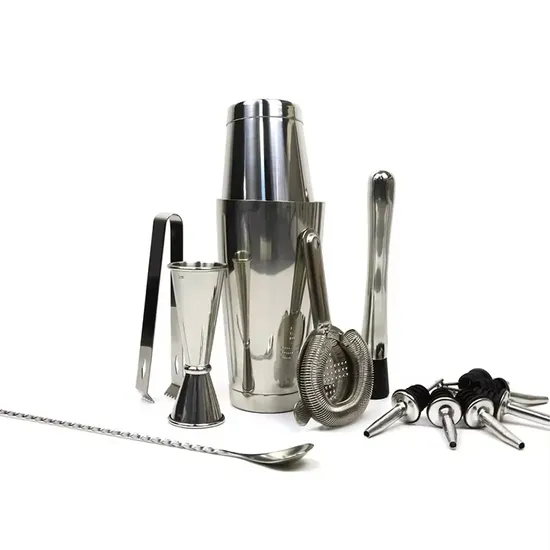 Factory Wholesale Bar Tool Set Bar Bartender Cocktail Shaker Set 10 Piece Barware Set 