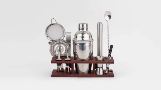 11 PCS Professional Premium Bartending Kit Stainless Steel Boston Cocktail Shaker Set with Accessories 