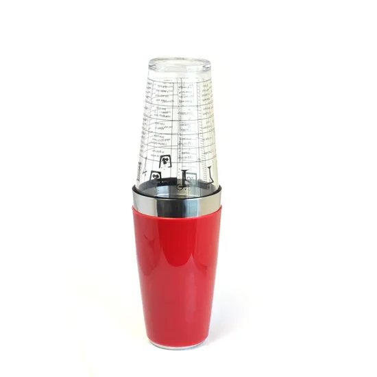 Cocktail Shakers 2 Piece 16 Oz and 28 Oz with Red Rubber Coating for Popov Keglevich Strathconon Powers 