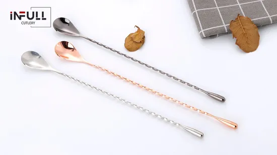 Professional Bar Tools Copper Gold Stainless Steel Cocktail Mixer Spoon 16 Inches 