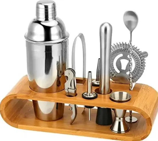 Professional Manufacturer Wooden Box Bar Tools Cocktail Shaker Set 