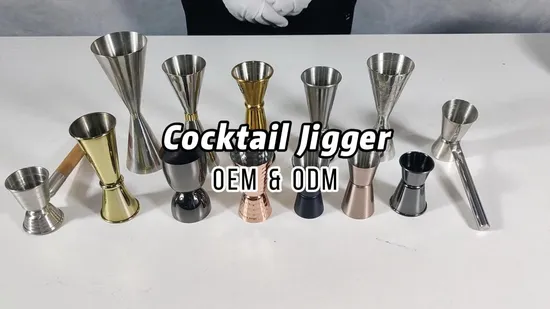 Factory Direct Custom Logo Silver Black Shiny Wine Barware Tools 30/60ml Measure Cup Stainless Steel Ring Cocktail Bar Double Jigger 